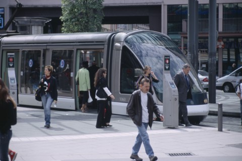 FRANCE, Alsace, Bas Rhin, Strasbourg. Modern style tram