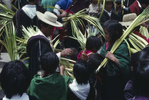 ECUADOR, Tungurahua, Salasaca, Palm sunday celebrations.