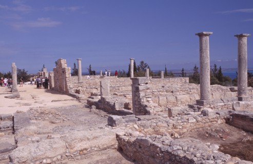 CYPRUS, Kourion, Sanctuary of Apollo Hylates and tourists.