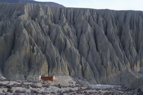 NEPAL, Mustang, The Organ Pipe cliffs of Lori Gompa.