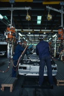 TRINIDAD, Industry, Workers in Neal and Massy Nissan car plant.