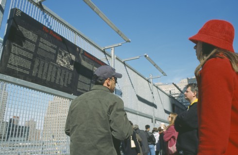 USA, New York, Manhattan, Crowds at Ground Zero