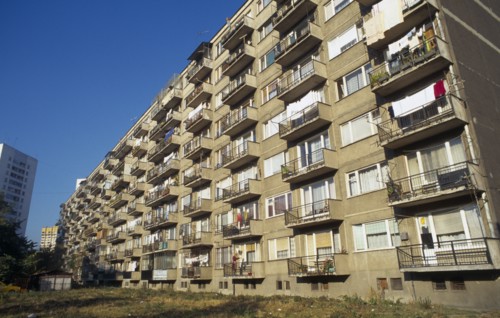 BULGARIA, Sofia, Tenement block balconies