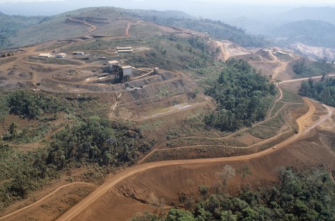 BRAZIL, Para, Carajas, Aerial view over iron mine.