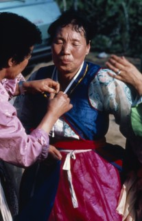 SOUTH KOREA, Religion, Shamanism, Female mudang whose role is to act as an intermediary between the