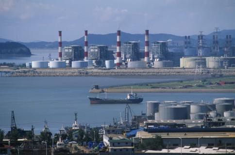 SOUTH KOREA, Inchon, Inchon harbour with power station behind.