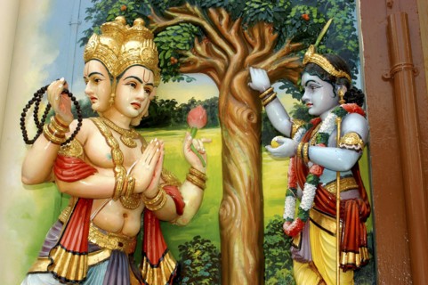 SINGAPORE, , Colourful statues at an Indian Hindu Temple