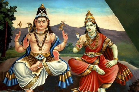 SINGAPORE, , Colourful mural in an Indian Hindu Temple