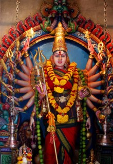 SINGAPORE, , Many armed statue in a Hindu Indian Temple