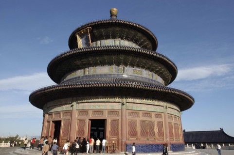 CHINA, Beijing, Tiantan Park, aka The Temple of Heaven. View of the Hall of Prayer for Good