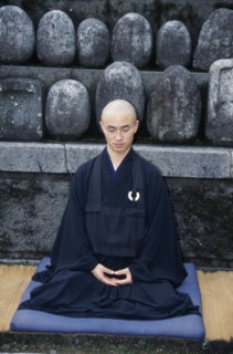 JAPAN, Zen, Buddhist Monk in Half Lotus position