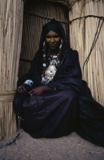 NIGER, People, Women, Portrait of Tuareg woman wearing full bridewealth jewellery.