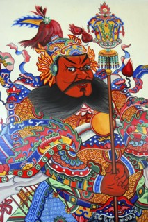 MALAYSIA, Kuala Lumpur, Chinatown, Close up of a colourful Temple mural