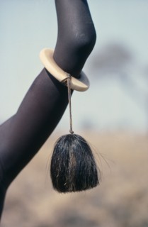 SUDAN, Body Decoration, Detail of ivory bracelet worn by Dinka woman from the Agar tribe decorated