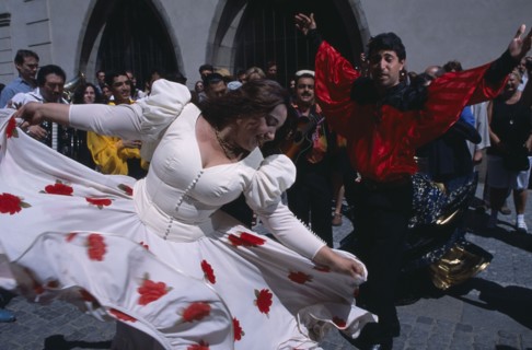 CZECH REPUBLIC, Prague, Dancers and musicians at Khamoro International Gypsy Festival held each May