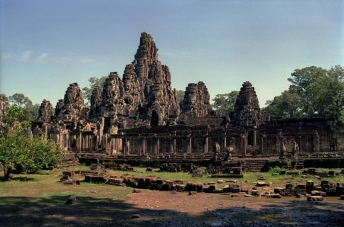 CAMBODIA, Angkor, The Bayon. Late twelth to early thirteenth century pyramid temple built in the