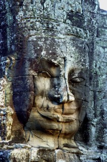 CAMBODIA, Angkor, The Bayon. One of the faces of the late twelth to early thirteenth century