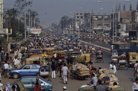 BANGLADESH, Dhaka, Crowded street near New Market