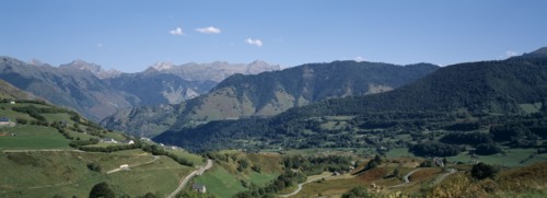 FRANCE, Aquitaine, Pyrenees Atlantiques, View over High Plateau south of Lescun Village