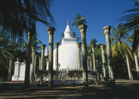 SRI LANKA, Mihintale, Ambasthala Dagoba.  Marks place where King  Devanampiya met Mahinda and