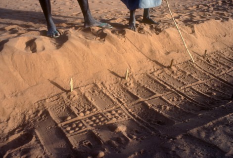 MALI, People, Divination marks left on patterns in sand by desert fox which the Dogon use to answer