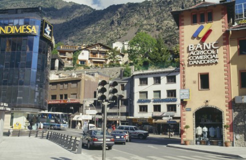 ANDORRA, Urban Scene, "Street scene with traffic, banks and McDonalds."