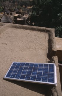 MALI, Pays Dogon, Yaye, Solar panel on rooftop
