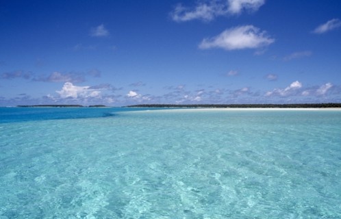 PACIFIC ISLANDS, Polynesia, Cook Islands, Landscape looking towards coastline.
