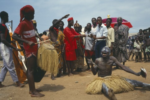 GHANA, Religion, Spirits summoned in an ancestoral village ceremony