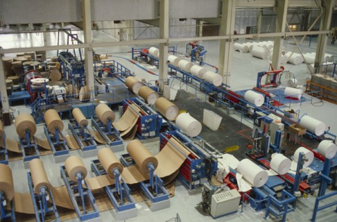 FINLAND, Turku-Pori, Rauma, Paper factory interior.  Factory floor.