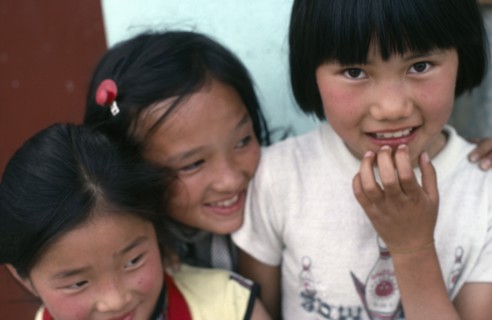 SOUTH KOREA, Seoul, Three young girls.
