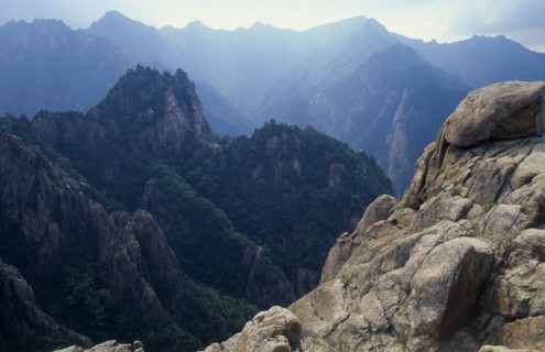 SOUTH KOREA, Soraksan National Park, Neighbouring mountains from Chipsonbong Peak.