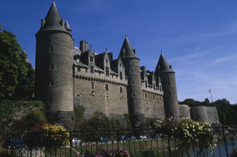 FRANCE, Brittany, Morbihan, Josselin. View of castle exterior.