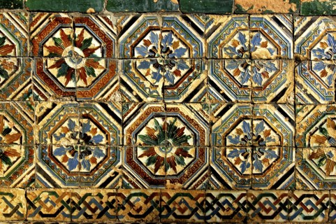 SPAIN, Andalucia, Seville, The Royal Alcazar tile detail
