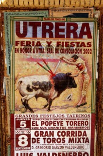 SPAIN, General, Bull fight poster showing a drawing of a matador spearing a bull