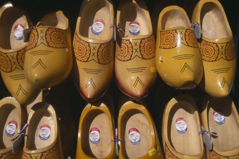 HOLLAND, Noord, Amsterdam, Close up of wooden clogs for sale