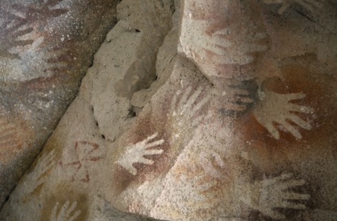 ARGENTINA, Patagonia, Santa Cruz Province, "Ancient cave paintings in Cueva de los Manos, or Cave