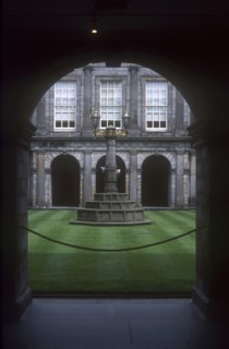 SCOTLAND, Lothian, Edinburgh, Holyrood Palace internal courtyard with surrounding colonnades and