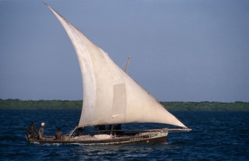 KENYA, Transport, Dhow traditional sailing baot.