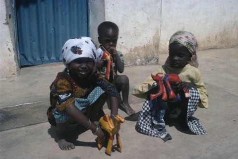 NIGERIA, General, Young Hausa girls with leather toys