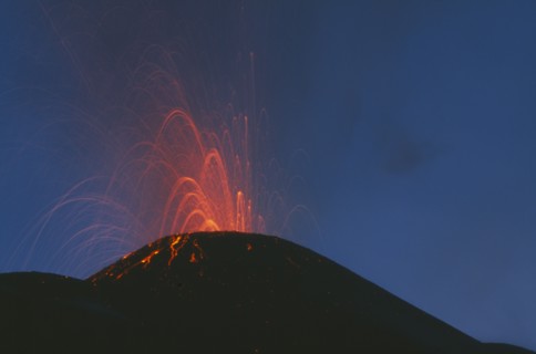 GUATEMALA, Volcan Pacaya, "Volcano erupting at night, highly active, south of Guatemala."