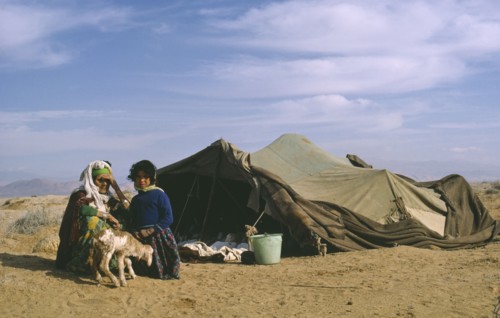 ALGERIA, People, Women, Berber woman and child outside tent