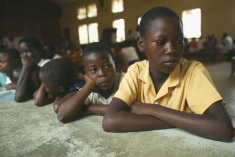 UGANDA, Kampala, Kamwoyke slum area.  Pupils at school for street children