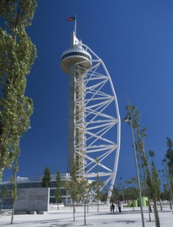 PORTUGAL, Lisbon, "Parque das Nacoes or Park of Nations, former Expo 98 site. Vasco da Gama viewing