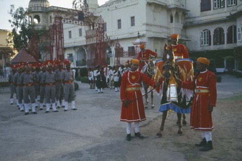 INDIA, Rajasthan, Udaipur, "The City Palace complex.  Shambhu Niwas Palace, present residence of