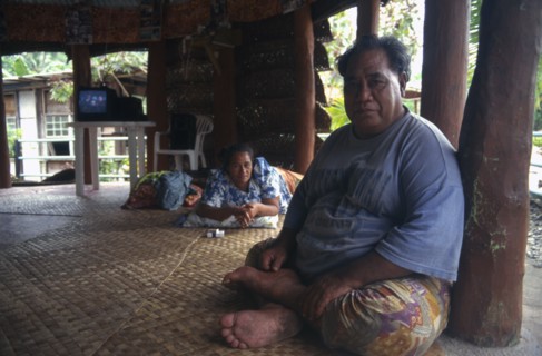 PACIFIC ISLANDS, Polynesia, Western Samoa, A Western Samoan tribal chief or Matai sitting on