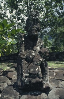 PACIFIC ISLANDS, Polynesia, French Polynesia, "Marquesas, Nuku Hiva.  Stone Tiki carved figure.  "