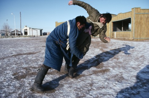 MONGOLIA, Sport, Scratch wrestling bout.