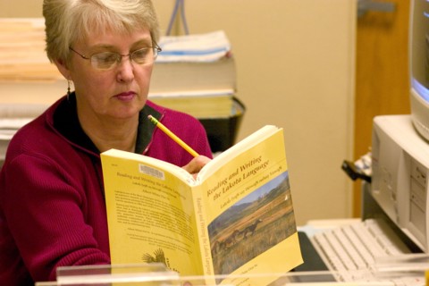 USA, Minnesota, Minneapolis, Librarian at the Franklin Public Library finding a reference in the