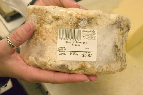 USA, Minnesota, St Paul, "A large package of Bleu d'Auvergne Cheese from France, ready for the